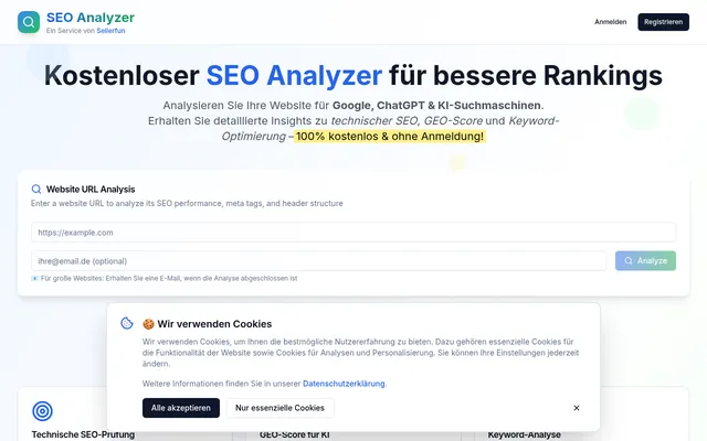Screenshot von SEO Analyzer